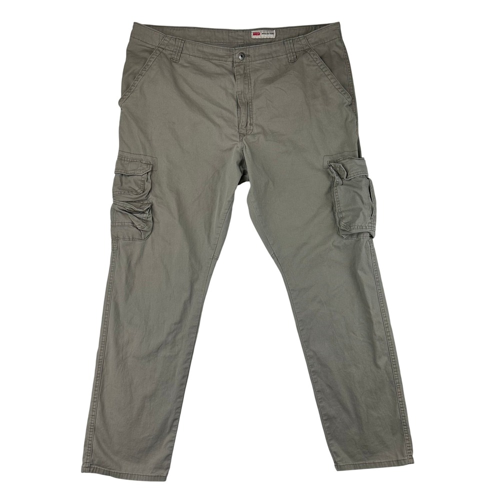 Wrangler Cargo Pants Mens Regular Taper 40x30 Gray Utility Workwear Cotton Twill